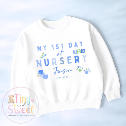 Personalised First Day at Nursery Sweatshirt– Custom Toddler Preschool, Personalised First Day of Preschool Sweater, First Day Sweatshirt