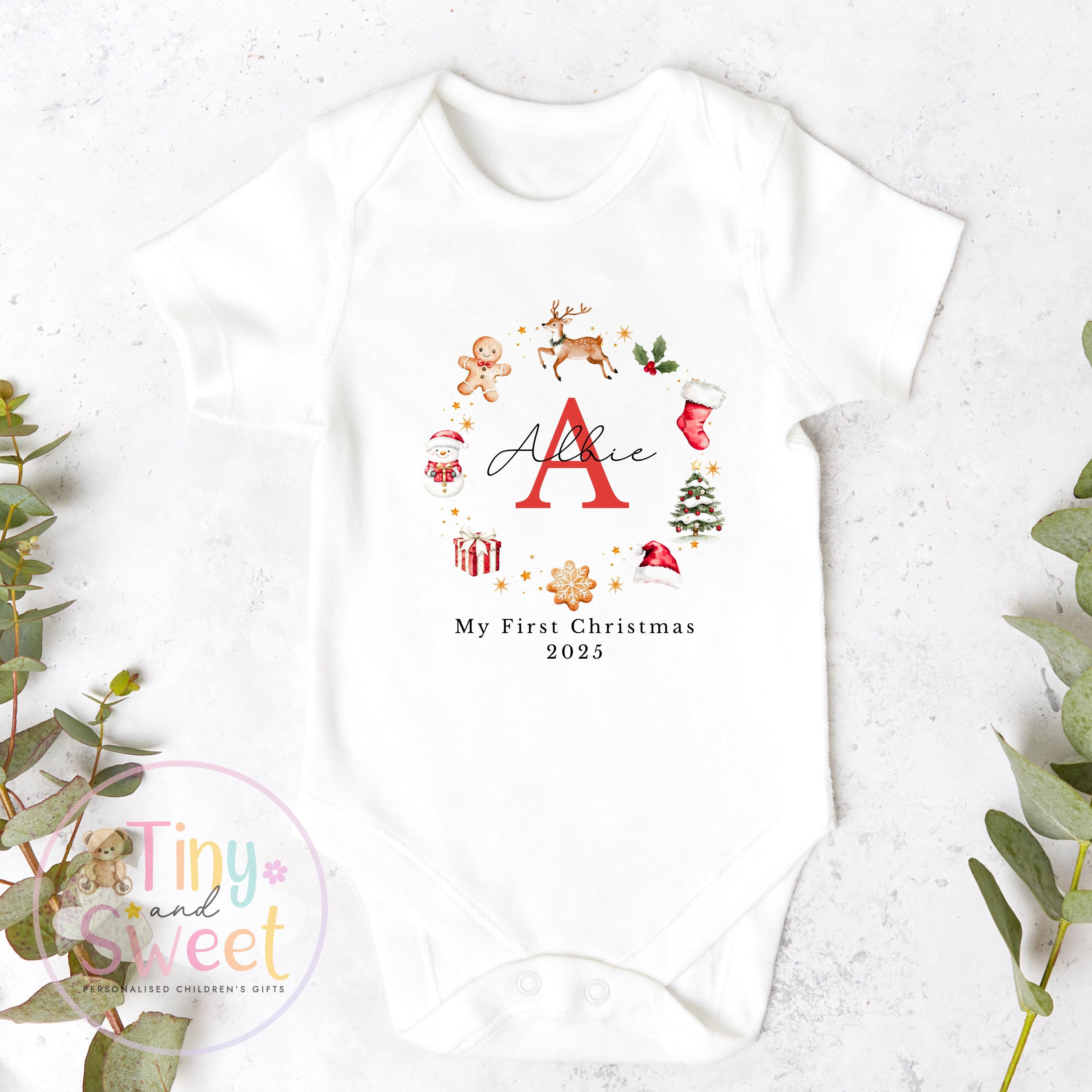 Personalised Christmas Sleepsuit, Babies first Christmas, 1st Christmas Babygrow, 1st xmas, Christmas gift for new baby