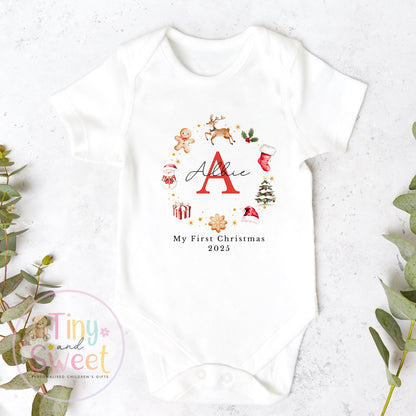 Personalised Christmas Sleepsuit, Babies first Christmas, 1st Christmas Babygrow, 1st xmas, Christmas gift for new baby