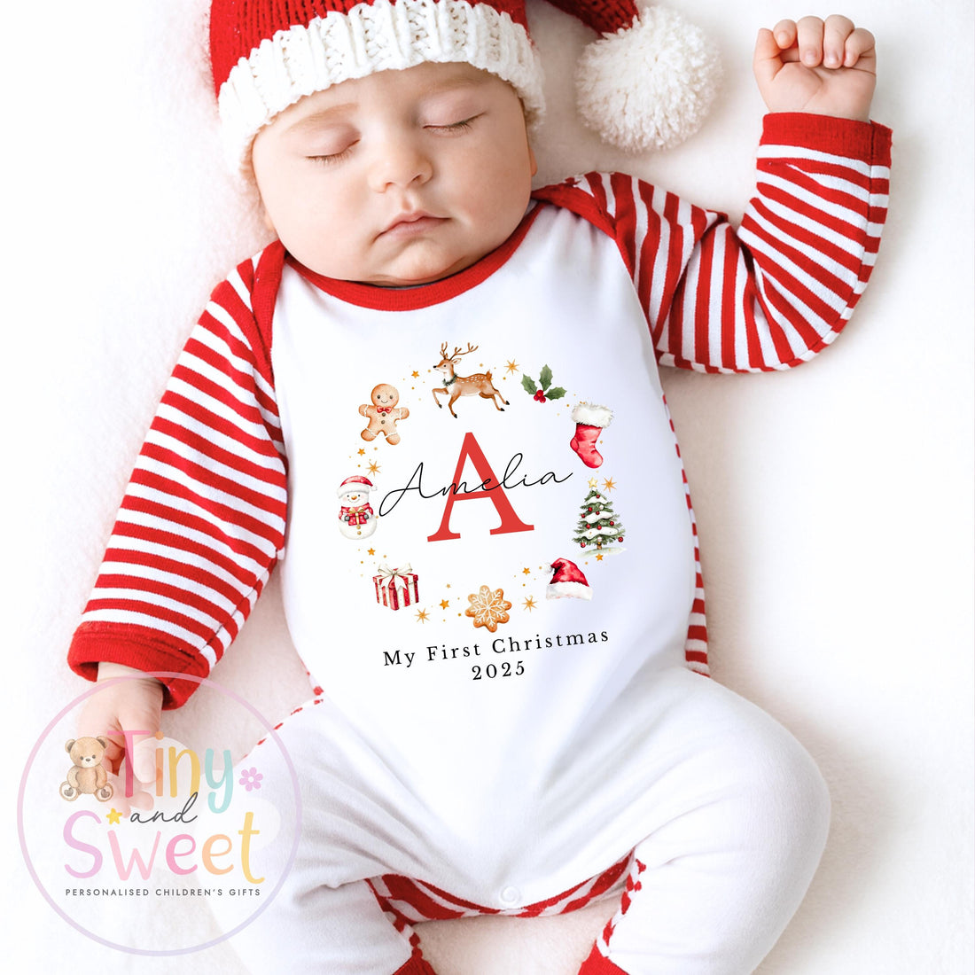 Personalised Christmas Sleepsuit, Babies first Christmas, 1st Christmas Babygrow, 1st xmas, Christmas gift for new baby