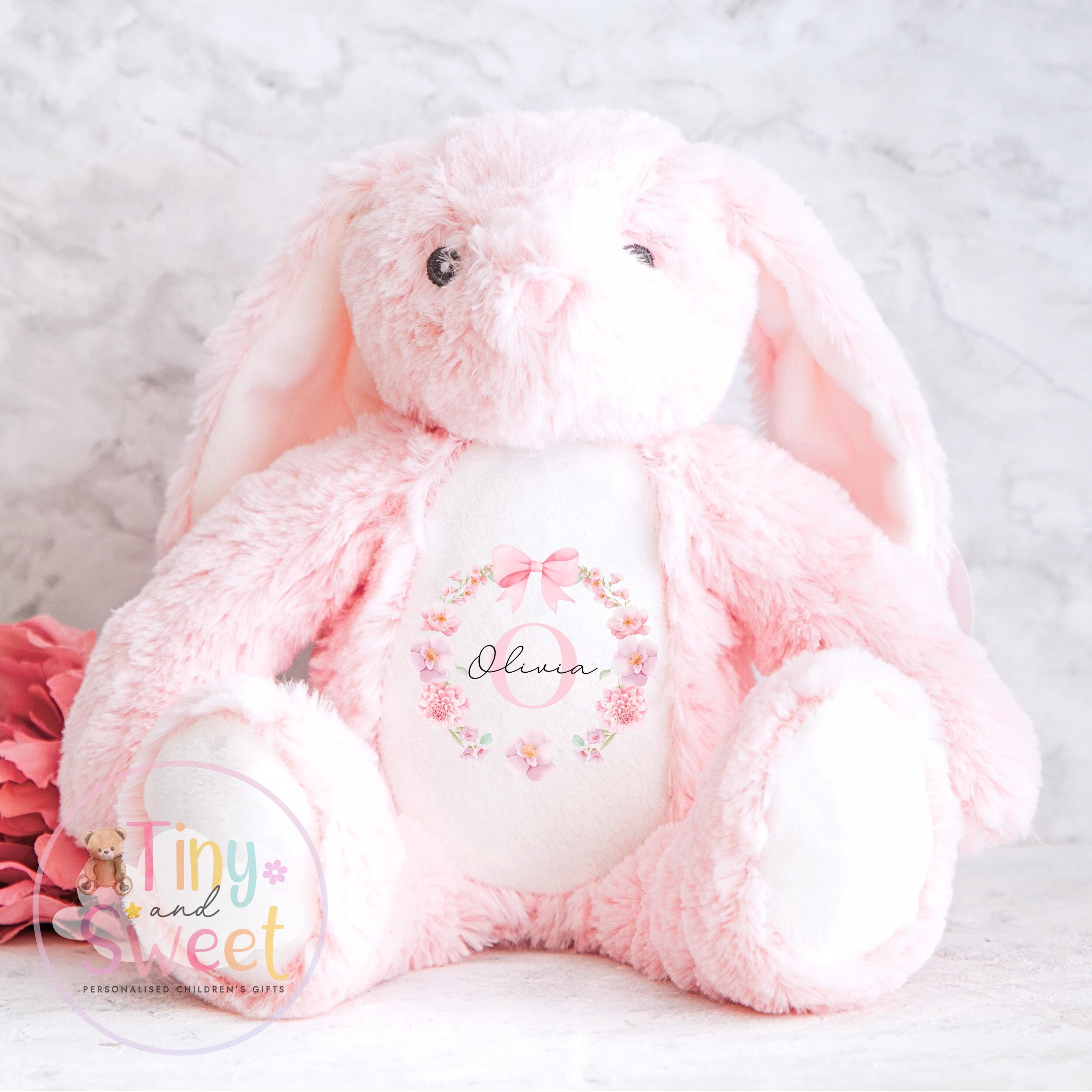 Personalised gift for new baby girl, Personalised babygrow, Baby Girl Bow gift set, keepsake bunny, Newborn girl gift, Christening gift