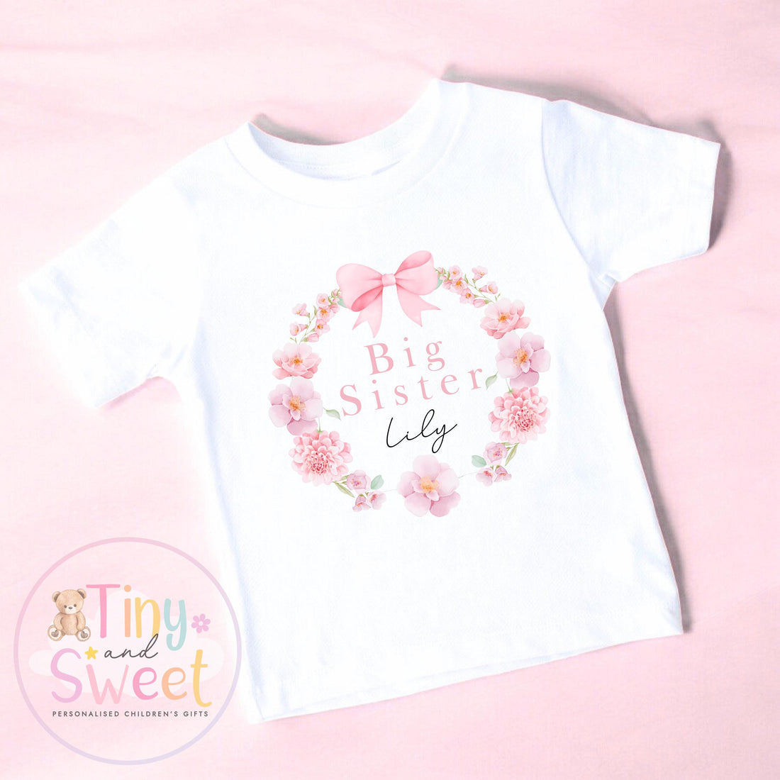 Bow Big Sister T-Shirt, Big Sister Reveal outfit, Announcement Gift for Siblings and Family, Rainbow Sister Tee, Sister Announcement