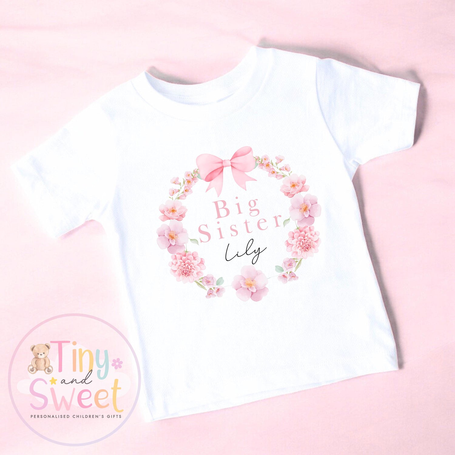 Bow Big Sister T-Shirt, Big Sister Reveal outfit, Announcement Gift for Siblings and Family, Rainbow Sister Tee, Sister Announcement