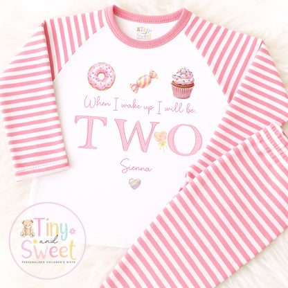 Pink Sweets Personalised Birthday Pyjamas: When I wake up I&