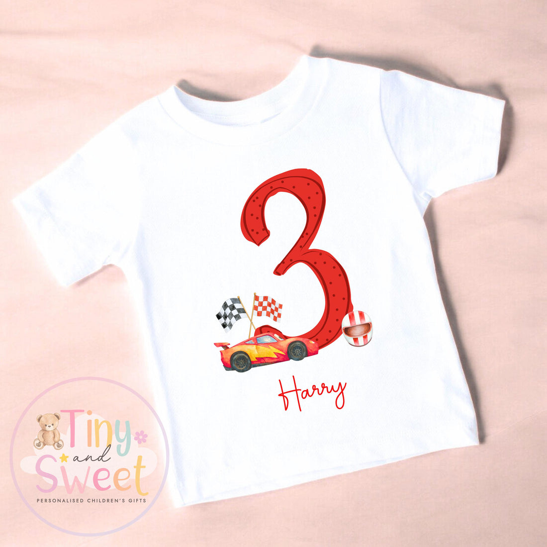 Personalised Red Racing Lightning Birthday Sweatshirt, T Shirt, Custom Racing Birthday Tee, 1st Birthday Tshirt, 2nd, 3rd, Racer