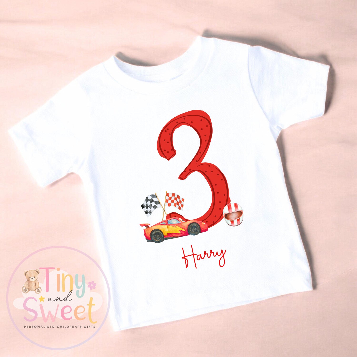 Personalised Red Racing Lightning Birthday Sweatshirt, T Shirt, Custom Racing Birthday Tee, 1st Birthday Tshirt, 2nd, 3rd, Racer