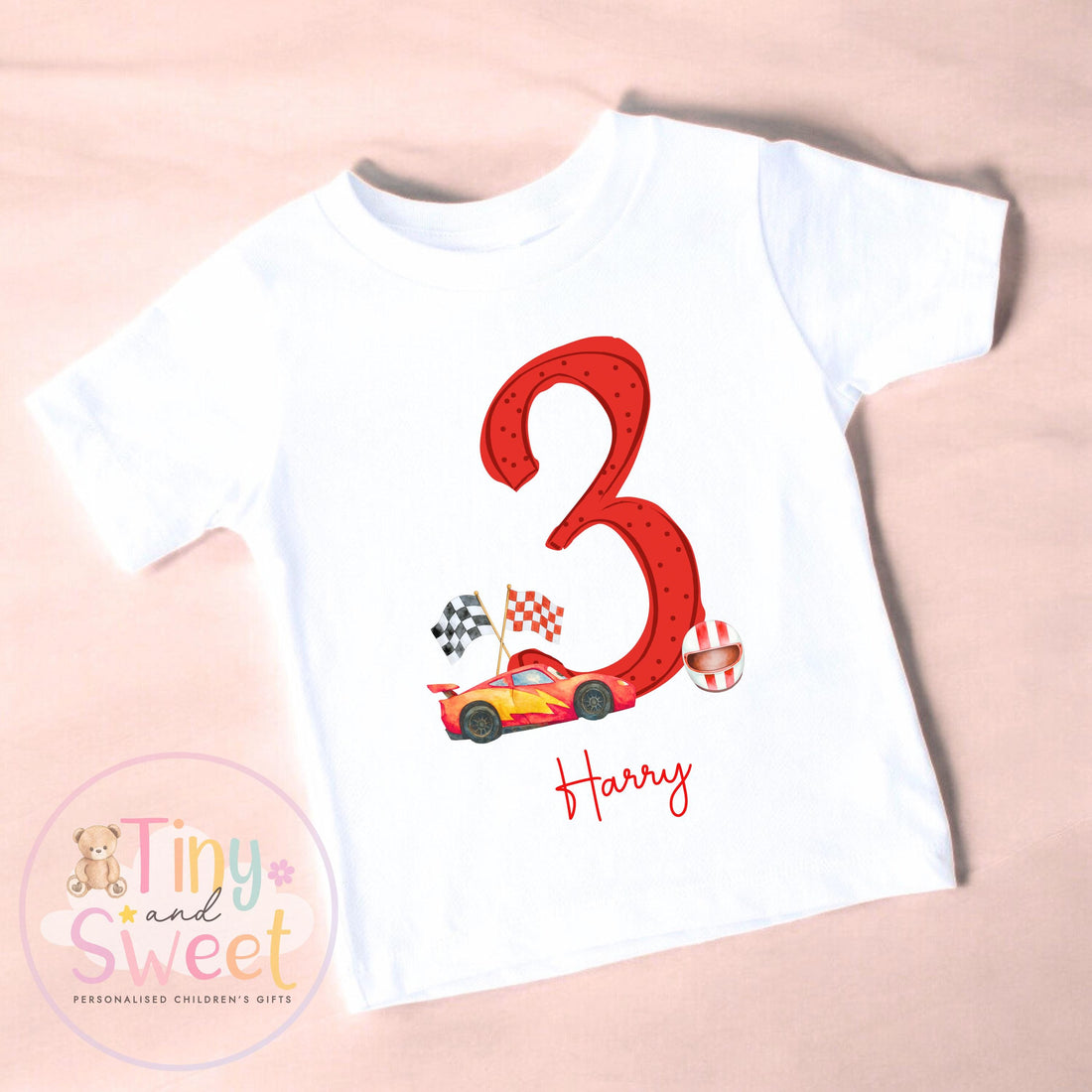 Personalised Red Racing Lightning Birthday T-Shirt, Sweatshirt, Custom Racing Birthday Tee, 1st Birthday Tshirt, 2nd, 3rd, Racer