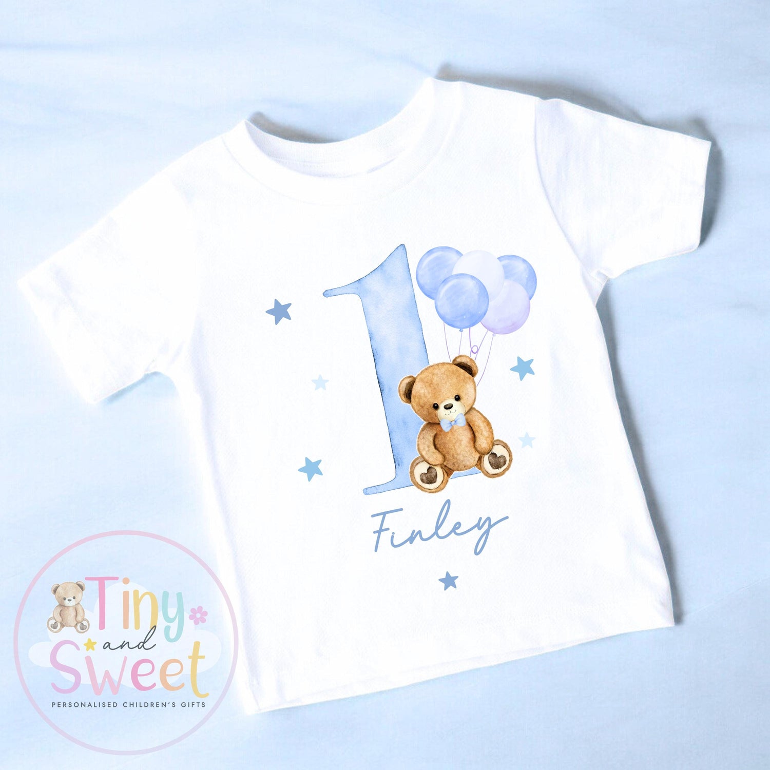 Personalised Teddy Bear Birthday T-Shirt, Sweatshirt, Custom Beary First Birthday Tee, 1st Birthday Tshirt, 2nd, 3rd, Blue Bear