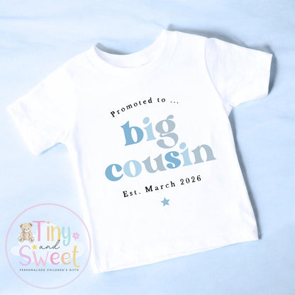 Promoted to Big Cousin T-Shirt – Girls Announcement Top – New Baby Reveal Gift, Big Cousin Shirt for Girls – Pregnancy Announcement Tee