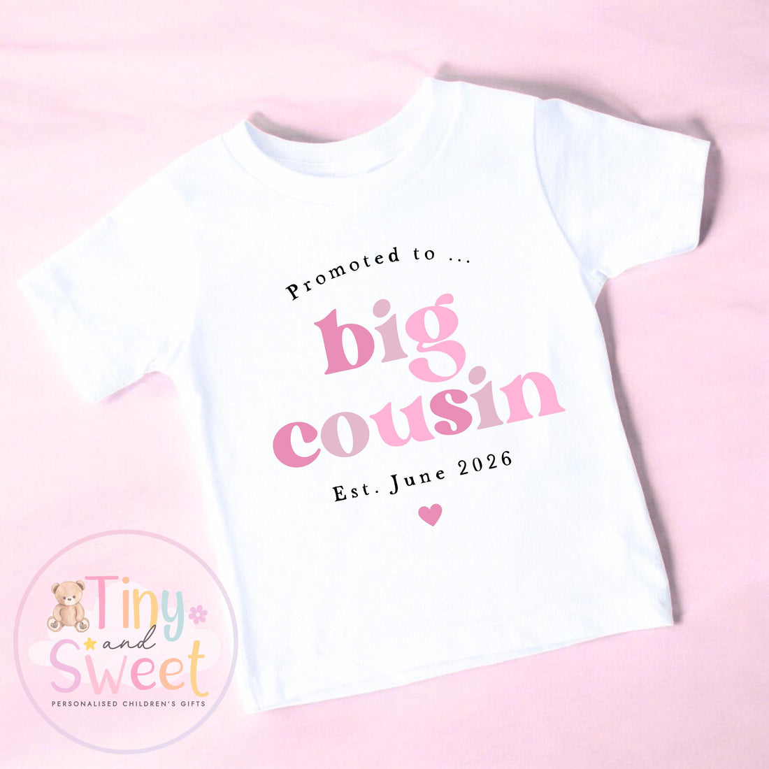 Promoted to Big Cousin T-Shirt – Girls Announcement Top – New Baby Reveal Gift, Big Cousin Shirt for Girls – Pregnancy Announcement Tee