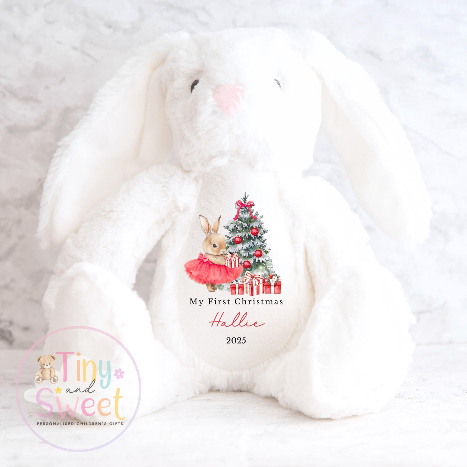 My First Christmas Bunny, Personalised Christmas Soft Toy, Baby’s First Christmas Soft Toy Gift, My First Christmas Keepsake Gift