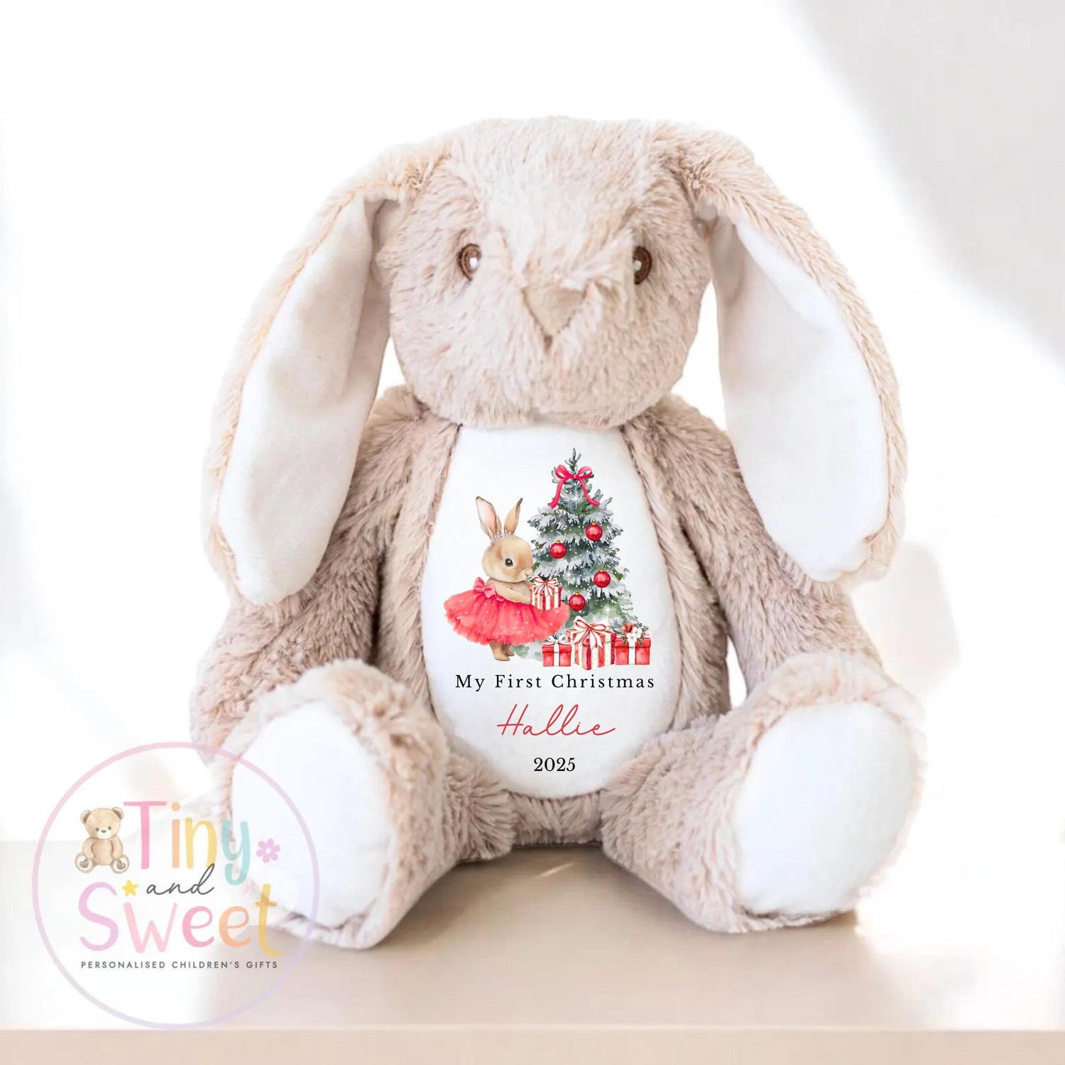 My First Christmas Bunny, Personalised Christmas Soft Toy, Baby’s First Christmas Soft Toy Gift, My First Christmas Keepsake Gift