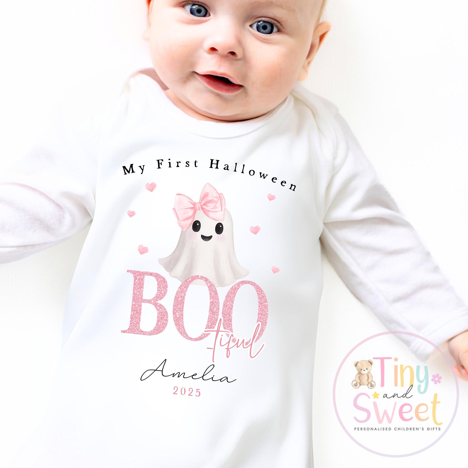 Personalised My First Halloween Sleepsuit – Bootiful –Baby’s 1st Halloween Outfit with Name – Custom Baby Grow – Halloween Baby Gift