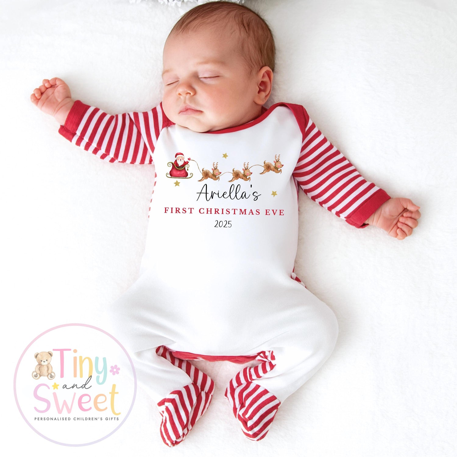 Personalised Babies First Christmas Eve Sleepsuit, Babies 1st Xmas Eve Gift Idea, Pyjamas, 1st Xmas Babygrow, Christmas Outfit for baby