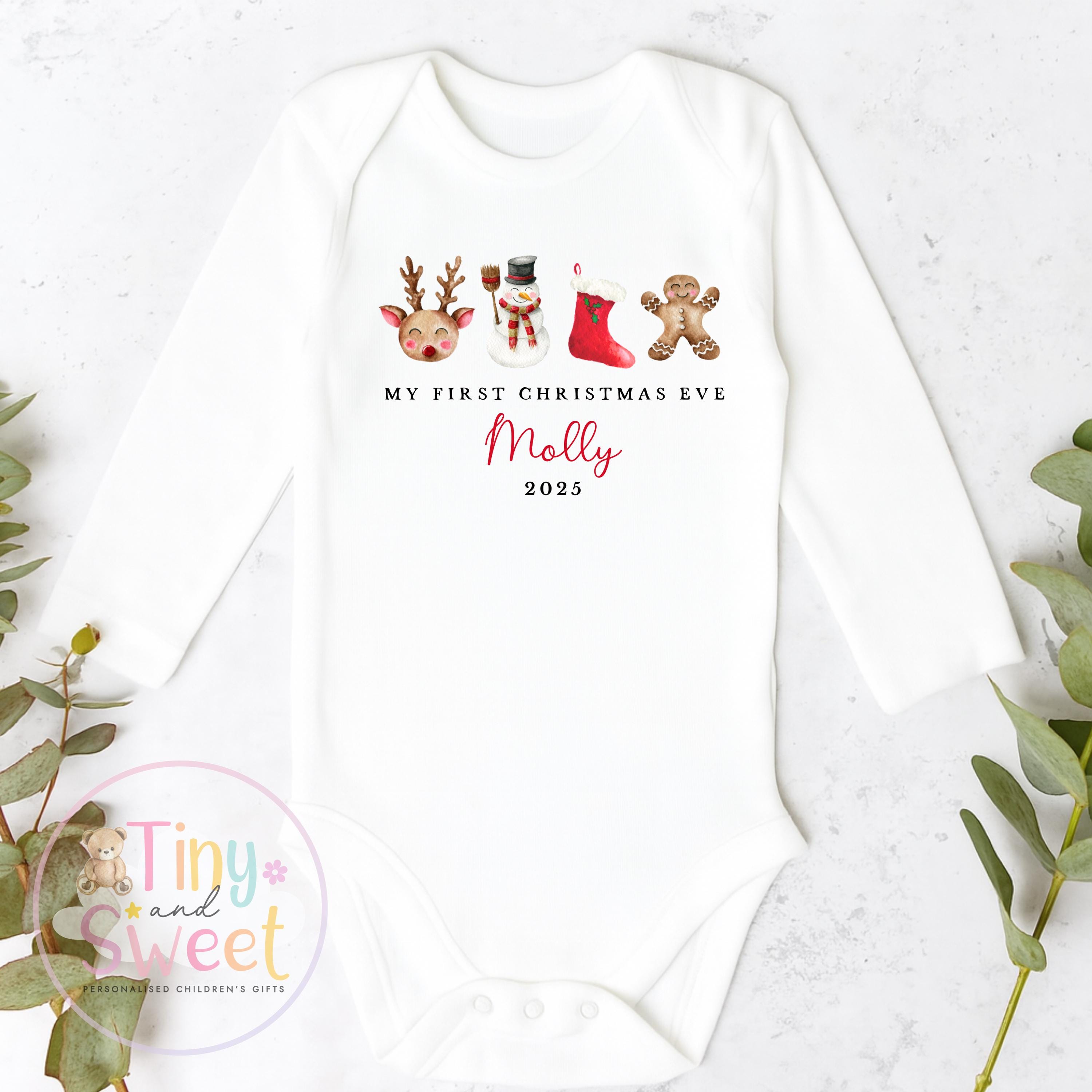 Personalised Babies First Christmas Eve Sleepsuit, Babies 1st Xmas Eve Gift Idea, Pyjamas, 1st Xmas Babygrow, Christmas Outfit for baby