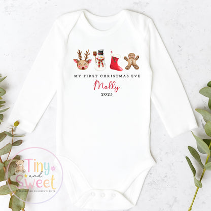 Personalised Babies First Christmas Eve Sleepsuit, Babies 1st Xmas Eve Gift Idea, Pyjamas, 1st Xmas Babygrow, Christmas Outfit for baby