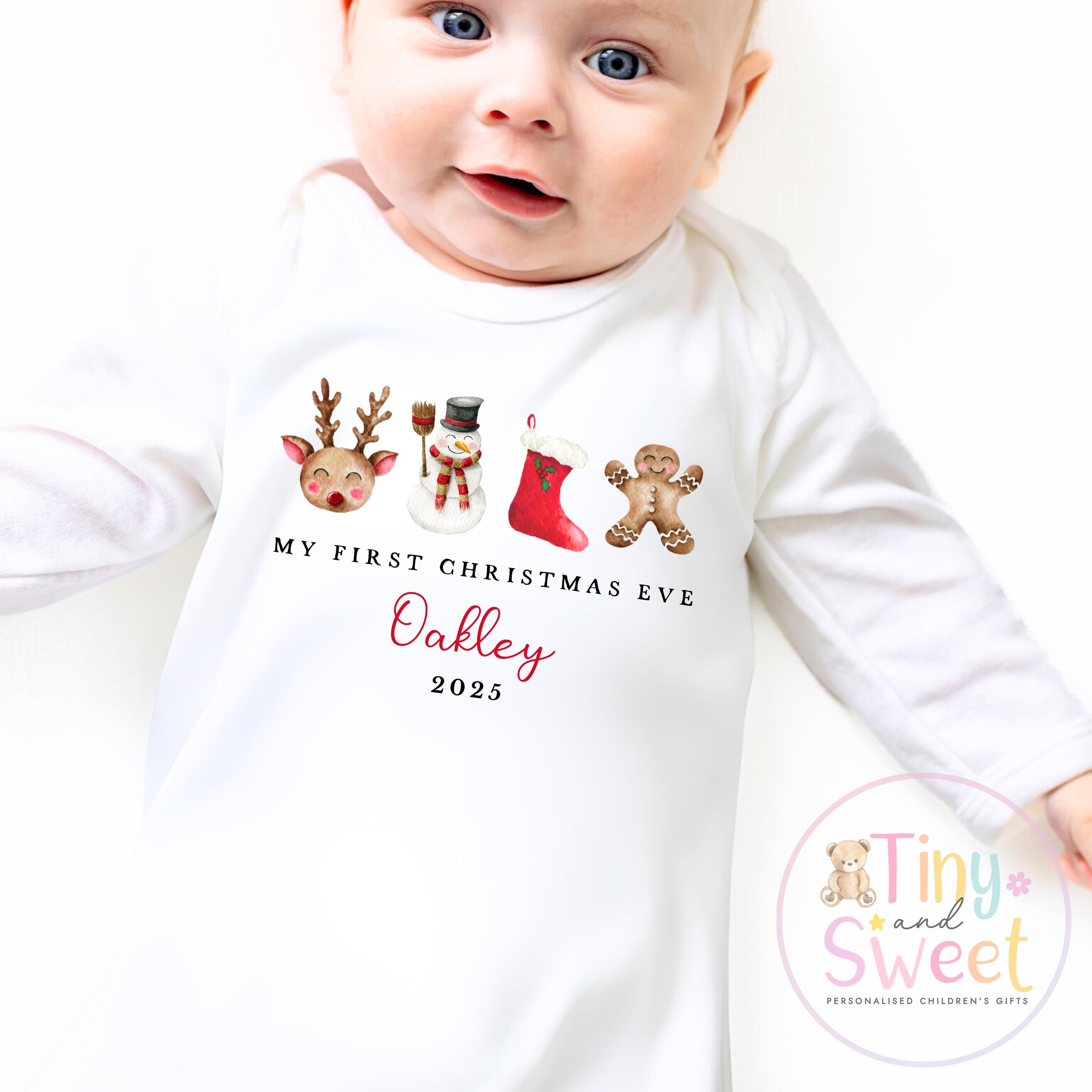 Personalised Babies First Christmas Eve Sleepsuit, Babies 1st Xmas Eve Gift Idea, Pyjamas, 1st Xmas Babygrow, Christmas Outfit for baby
