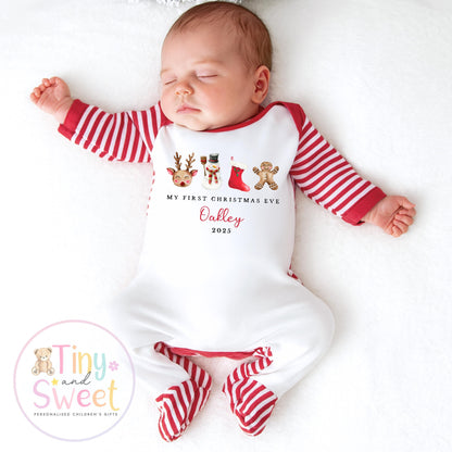 Personalised Babies First Christmas Eve Sleepsuit, Babies 1st Xmas Eve Gift Idea, Pyjamas, 1st Xmas Babygrow, Christmas Outfit for baby