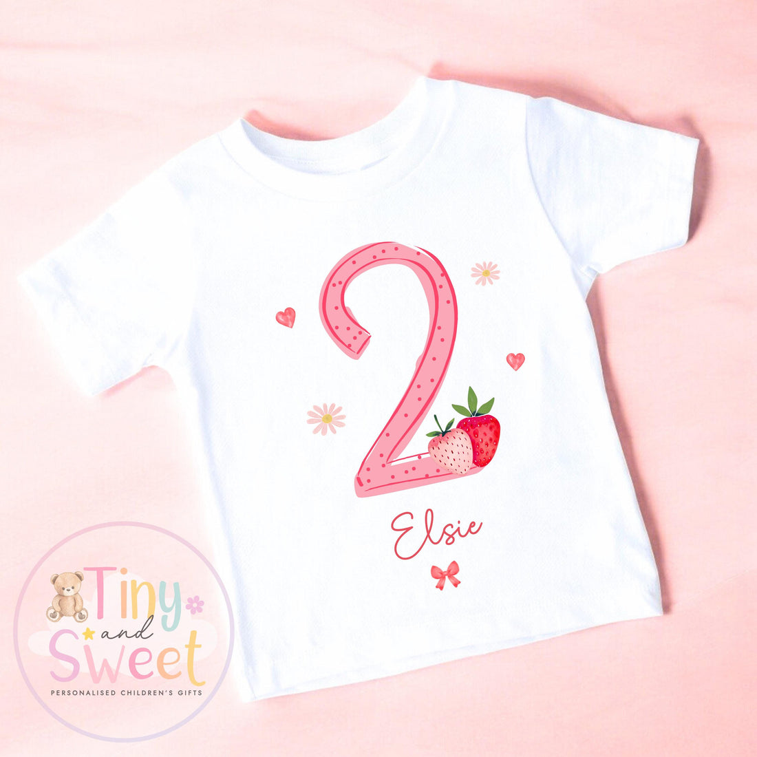 Personalised Strawberry Birthday T-Shirt, Custom Strawberry Birthday Tee, 1st, 2nd, 3rd, 4th, Strawberry, Berry Cute Birthday T-Shirt