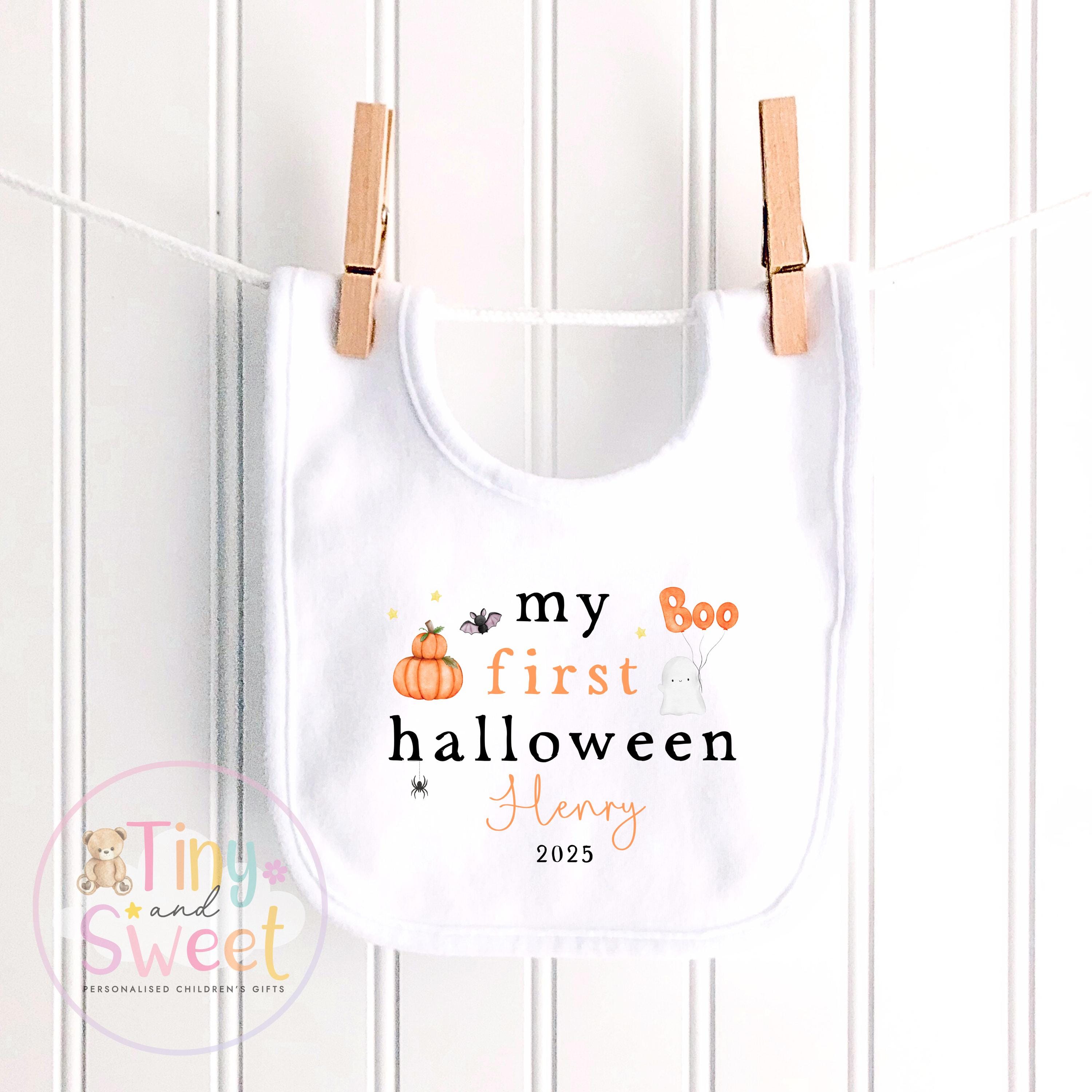 Personalised My First Halloween Baby Sleepsuit Keepsake, Halloween outfit for baby, Babies 1st Halloween, Spooky Season, First Spook