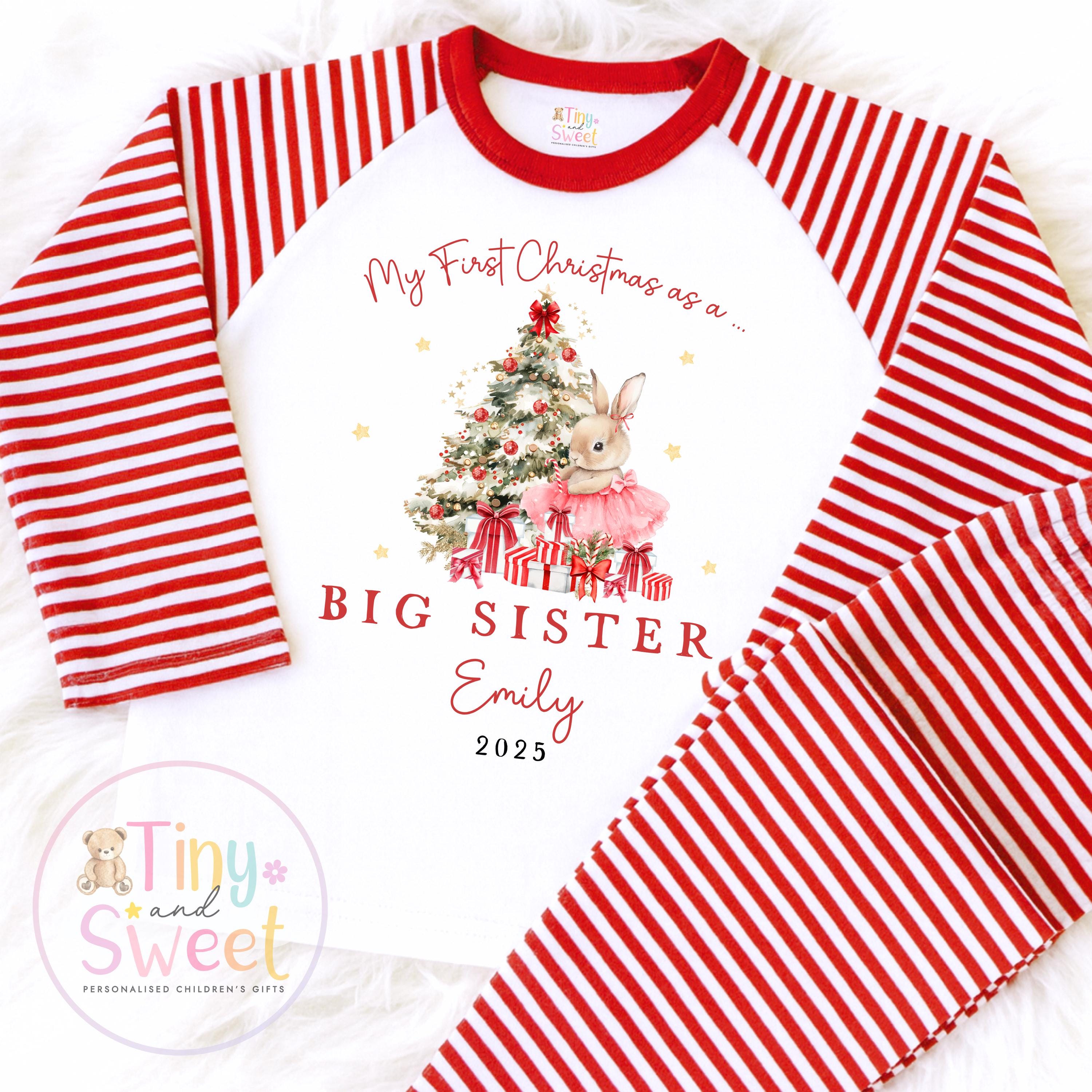 Personalised First Christmas As a big sister pyjamas, Big Sister announcement, promoted to big sister, xmas big sister, new big sister