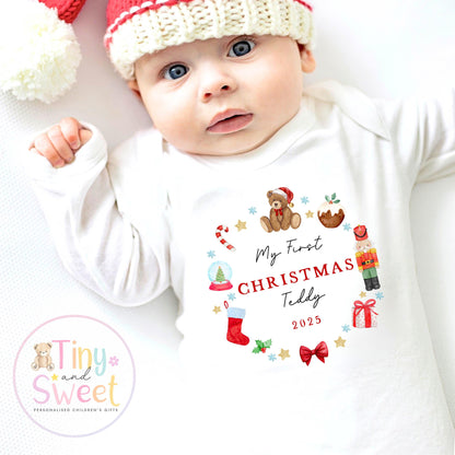 First Christmas Baby Grow , My First Christmas, Custom Name Sleepsuit, Baby’s First Christmas, Personalised Christmas Baby Outfit