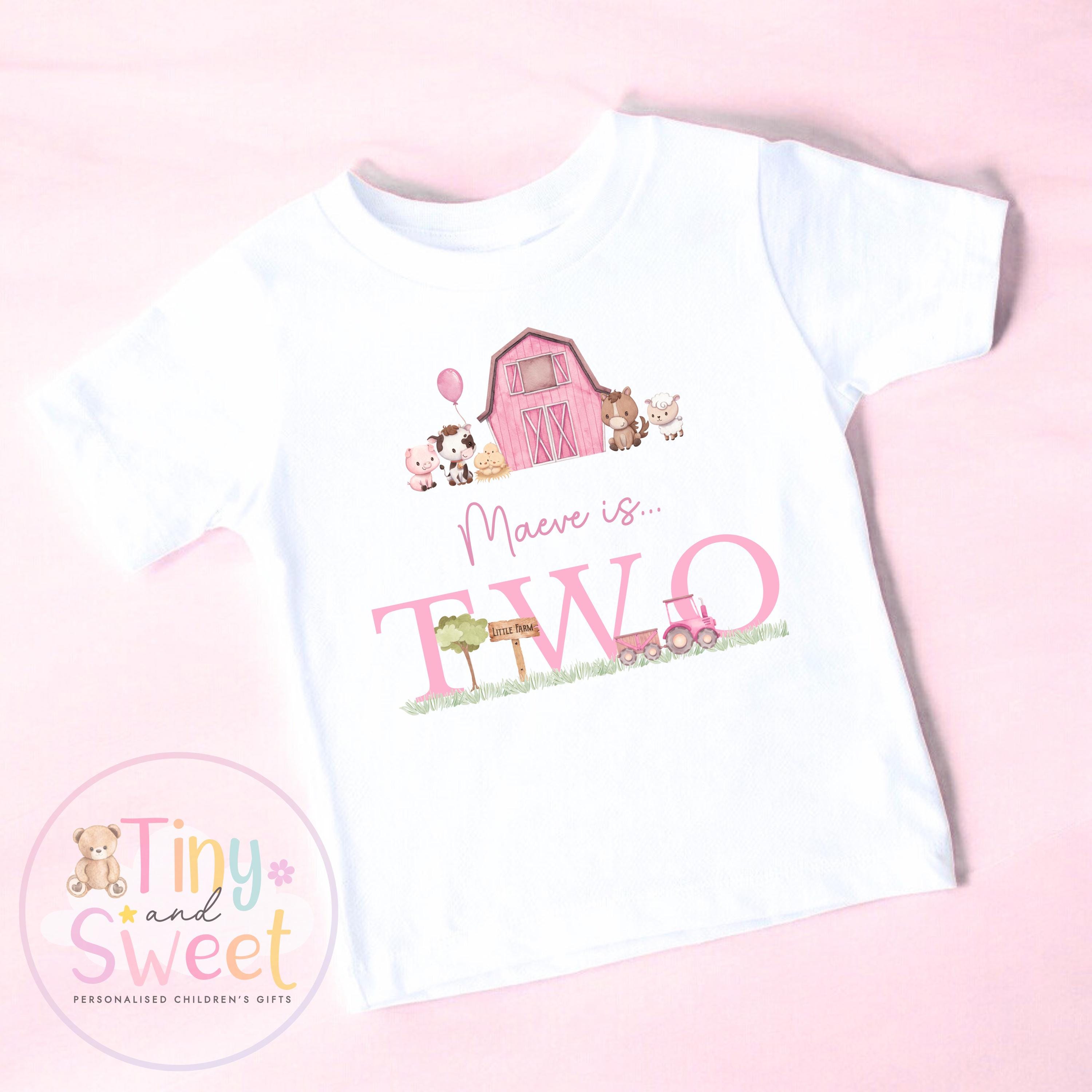 Personalised Farm Birthday T Shirt, Custom Farm Birthday Tee, 1st, 2nd, 3rd, 4th, Farms, Farmyard Animals Birthday T-Shirt