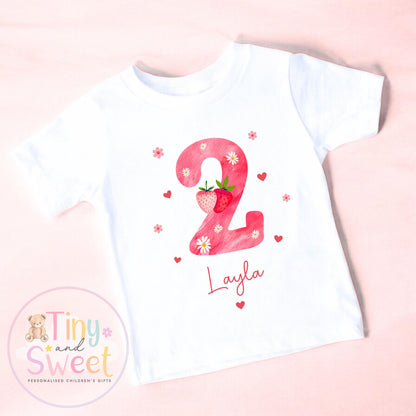 Personalised Strawberry Birthday Sweatshirt, Berry First Birthday Tee, 1st, 2nd, 3rd, 4th, Berries, Strawberies Theme Birthday T-Shirt