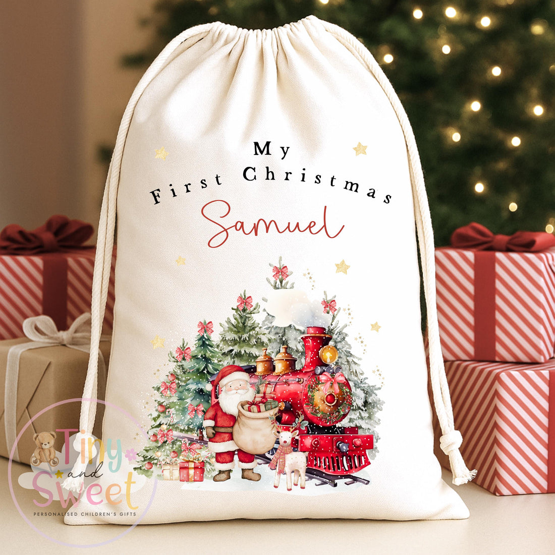 My first Christmas Sack, Personalised Christmas Bag, Santa sack, Babies 1st Christmas, Christmas Eve Bag, Custom Baby Gift, Baby Girl/Boy