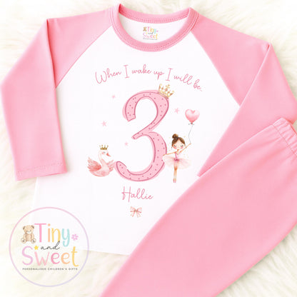 Personalised Ballerina Birthday Pyjamas – Girls ‘When I Wake Up I’ll Be…’ PJs – Toddler Birthday Pjs, Cute Ballet Princess Pyjamas