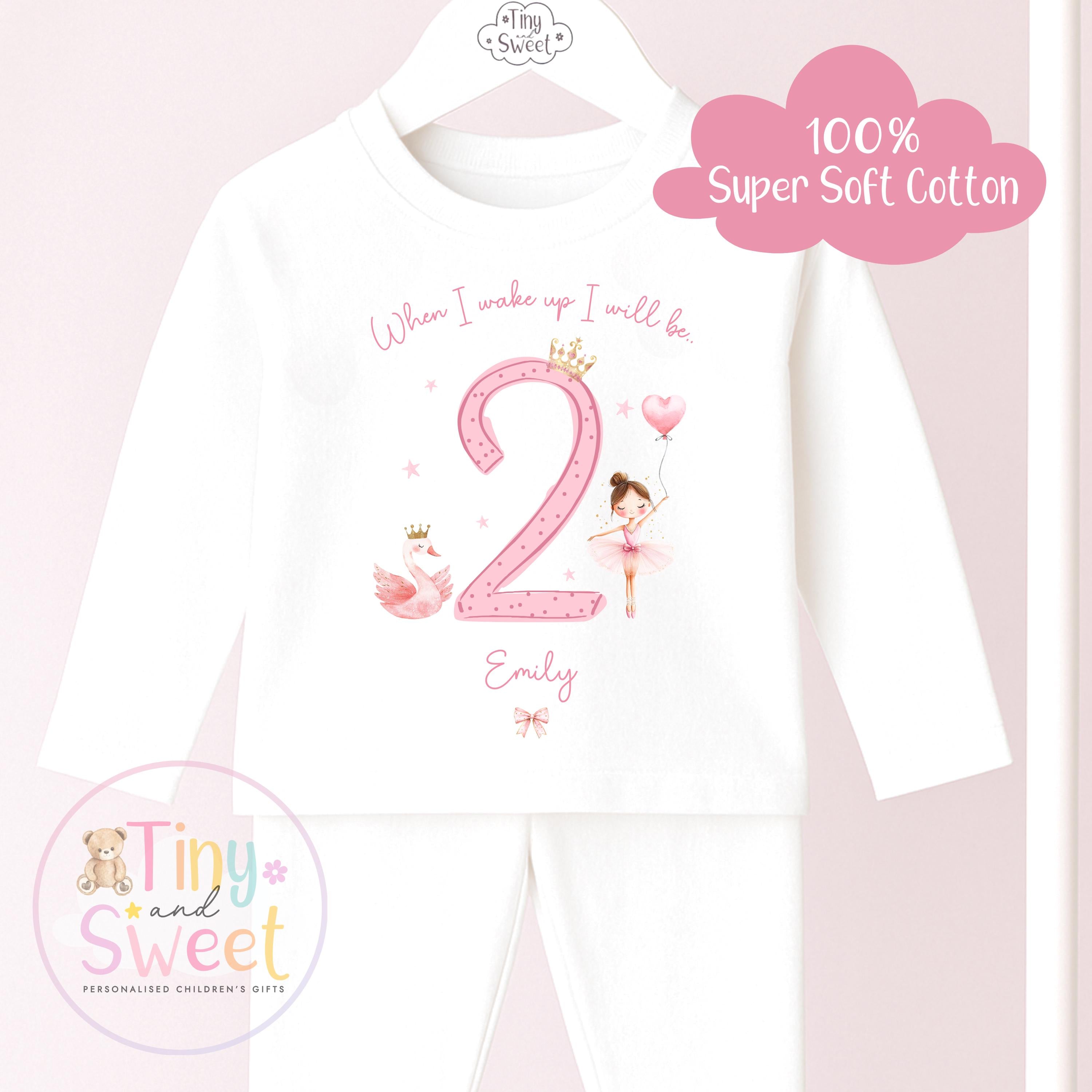 Personalised Ballerina Birthday Pyjamas – Girls ‘When I Wake Up I’ll Be…’ PJs – Toddler Birthday Pjs, Cute Ballet Princess Pyjamas