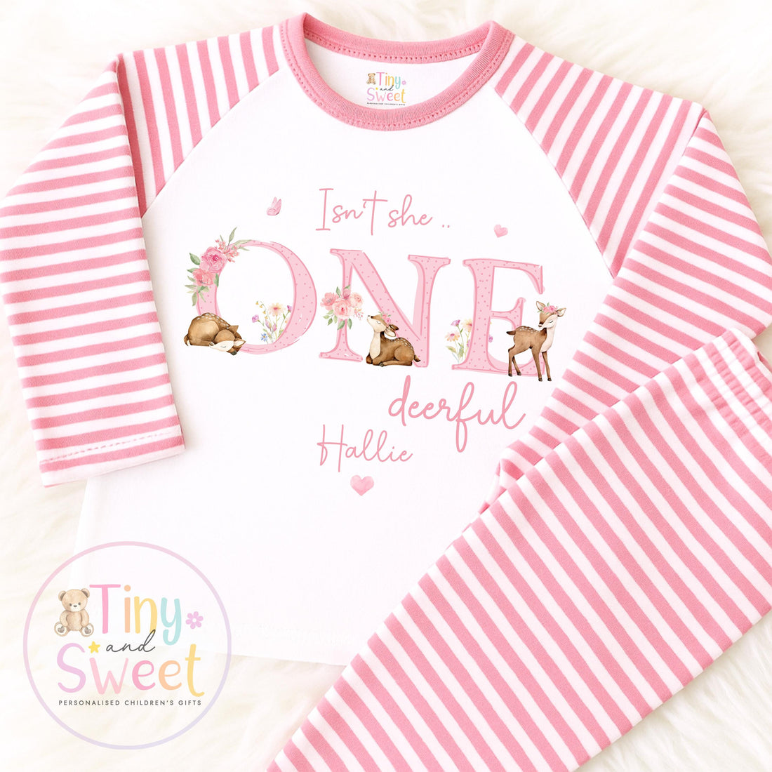 Personalised One Deer Ful Birthday Pyjamas – Girls ‘When I Wake Up I’ll Be…’ PJs – Toddler Birthday Pjs, Cute Deer Pyjamas, Onederful