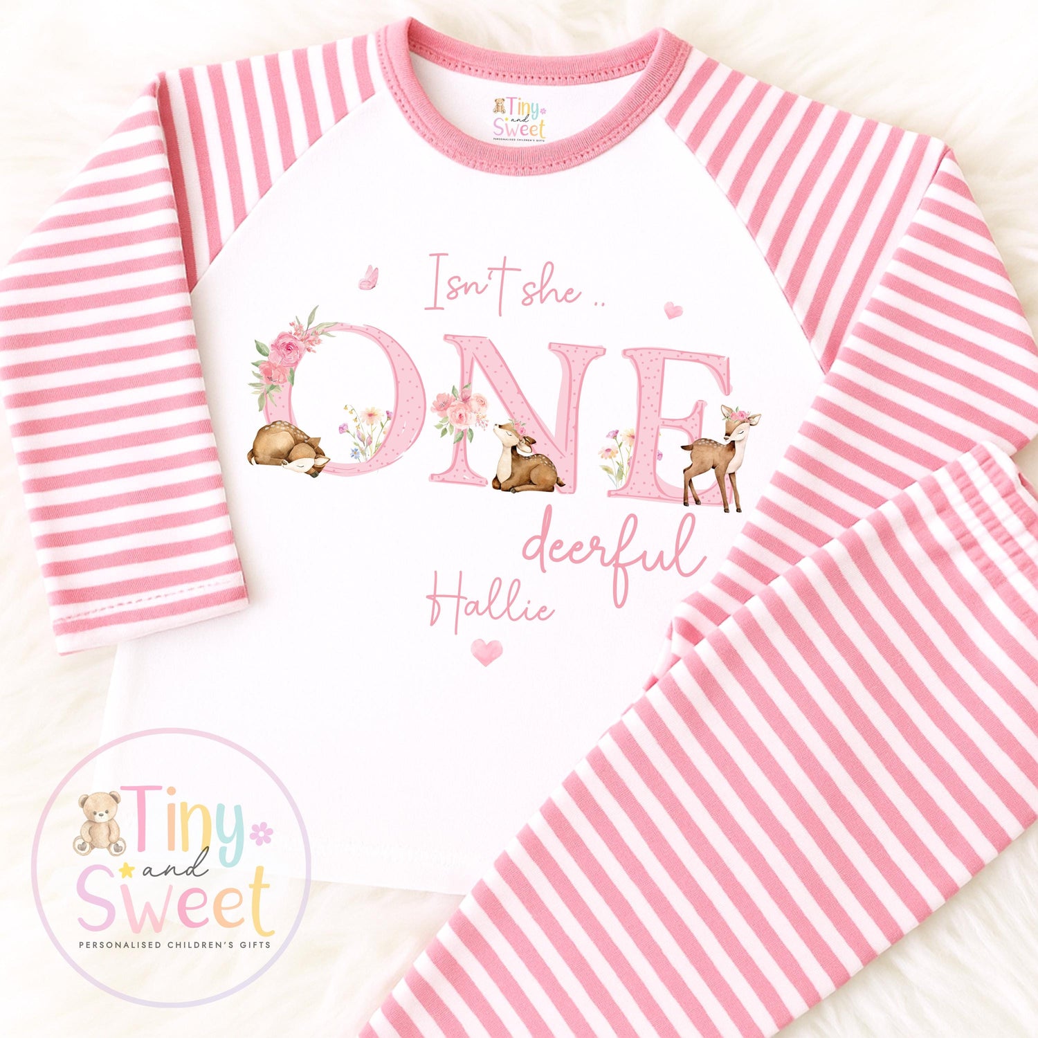 Personalised One Deer Ful Birthday Pyjamas – Girls ‘When I Wake Up I’ll Be…’ PJs – Toddler Birthday Pjs, Cute Deer Pyjamas, Onederful