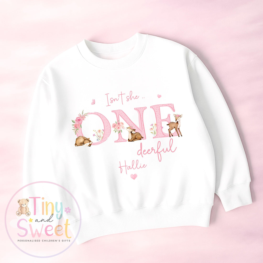 Personalised Onedeerful Birthday T-Shirt, Sweatshirt, Custom Deer Birthday Tee, 1st Birthday Tshirt, Onederful, Pretty Deers