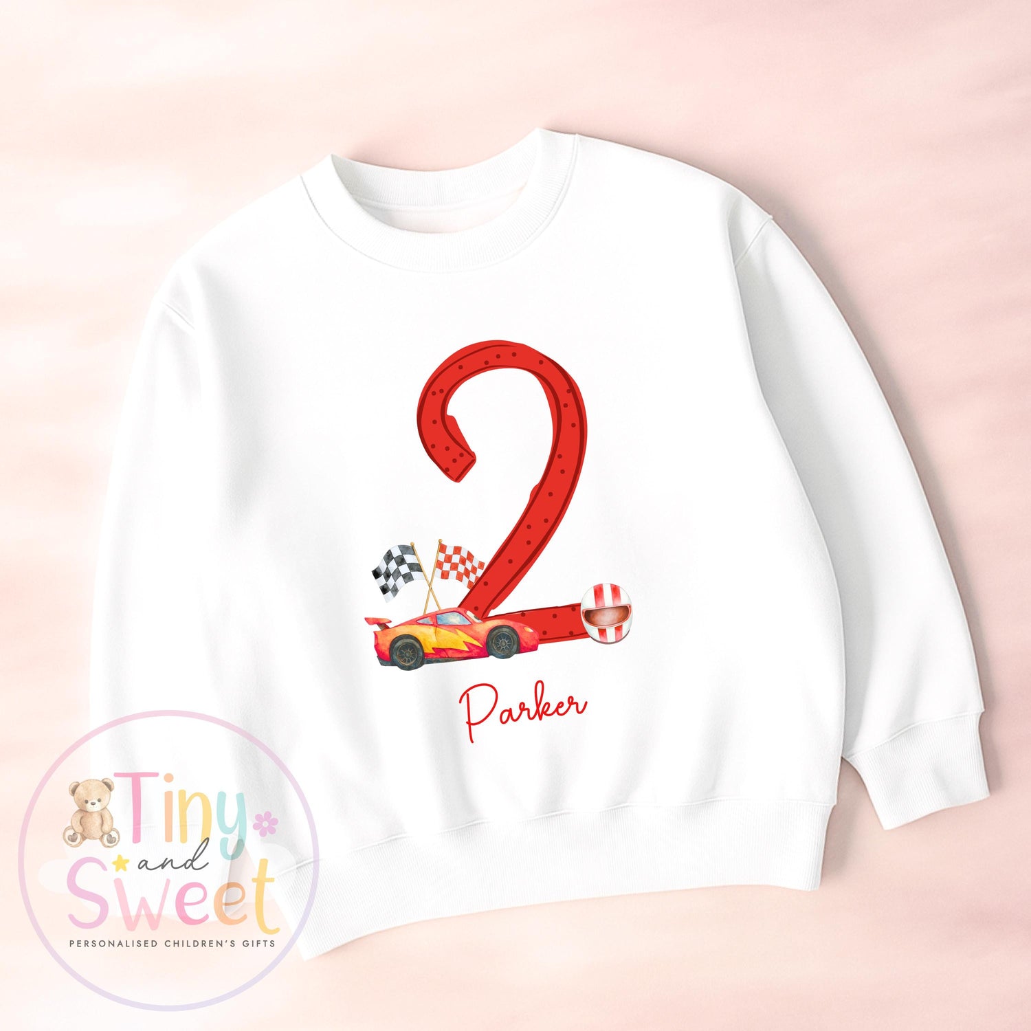 Personalised Red Racing Lightning Birthday Sweatshirt, T Shirt, Custom Racing Birthday Tee, 1st Birthday Tshirt, 2nd, 3rd, Racer