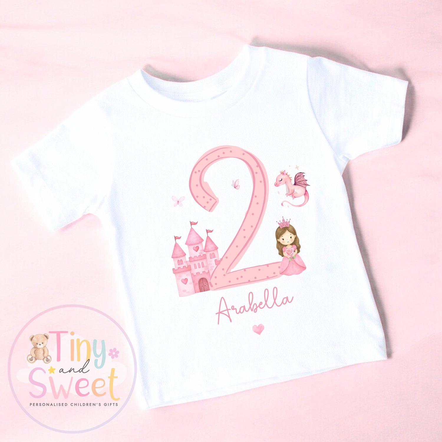 Personalised Pink Princess Birthday T-Shirt, Sweatshirt, Custom Princess Castle Birthday Tee, 1st Birthday Tshirt, 2nd, 3rd, Fairytale