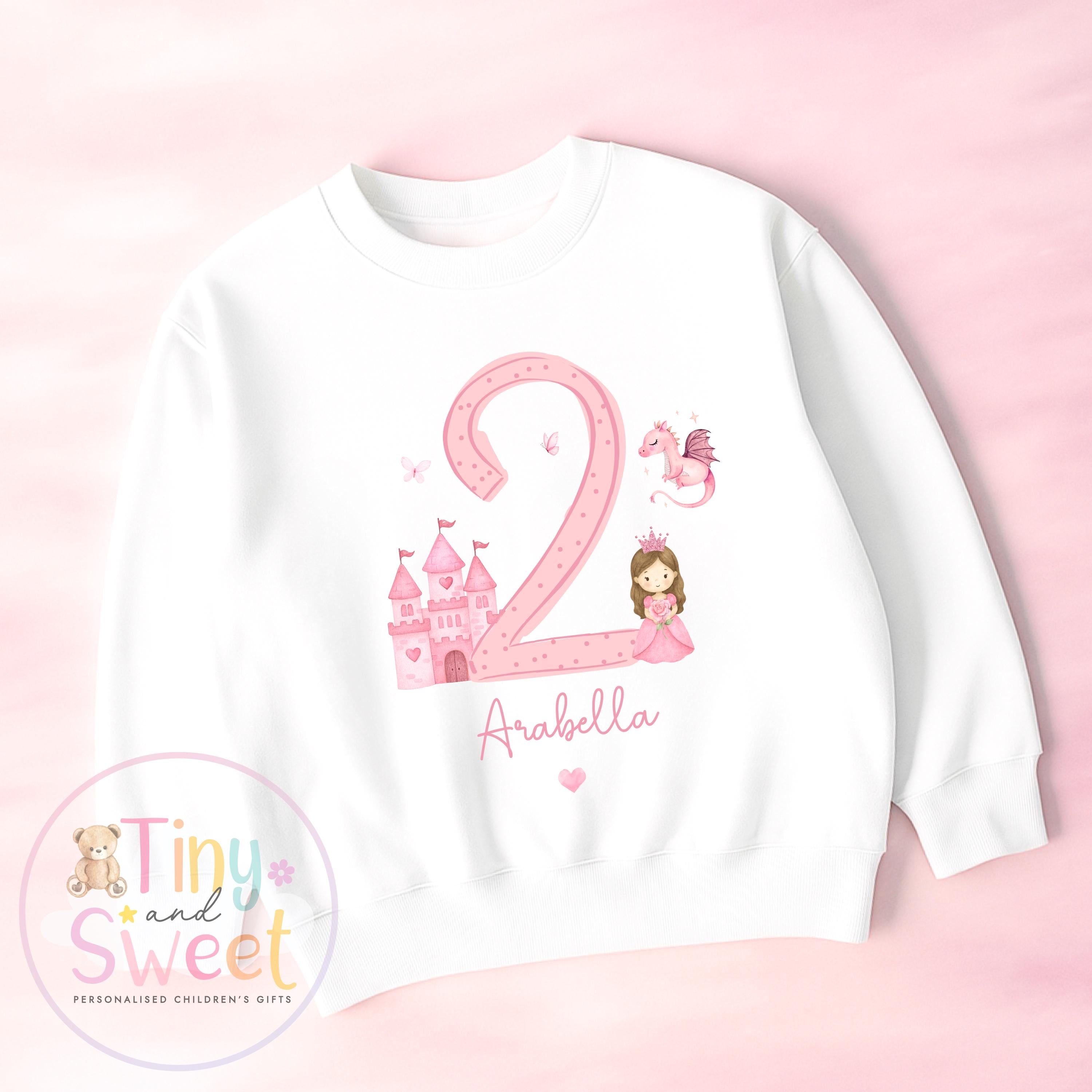 Personalised Pink Princess Birthday Sweatshirt, T Shirt, Custom Princess Castle Birthday Tee, 1st Birthday Tshirt, 2nd, 3rd, Fairytale