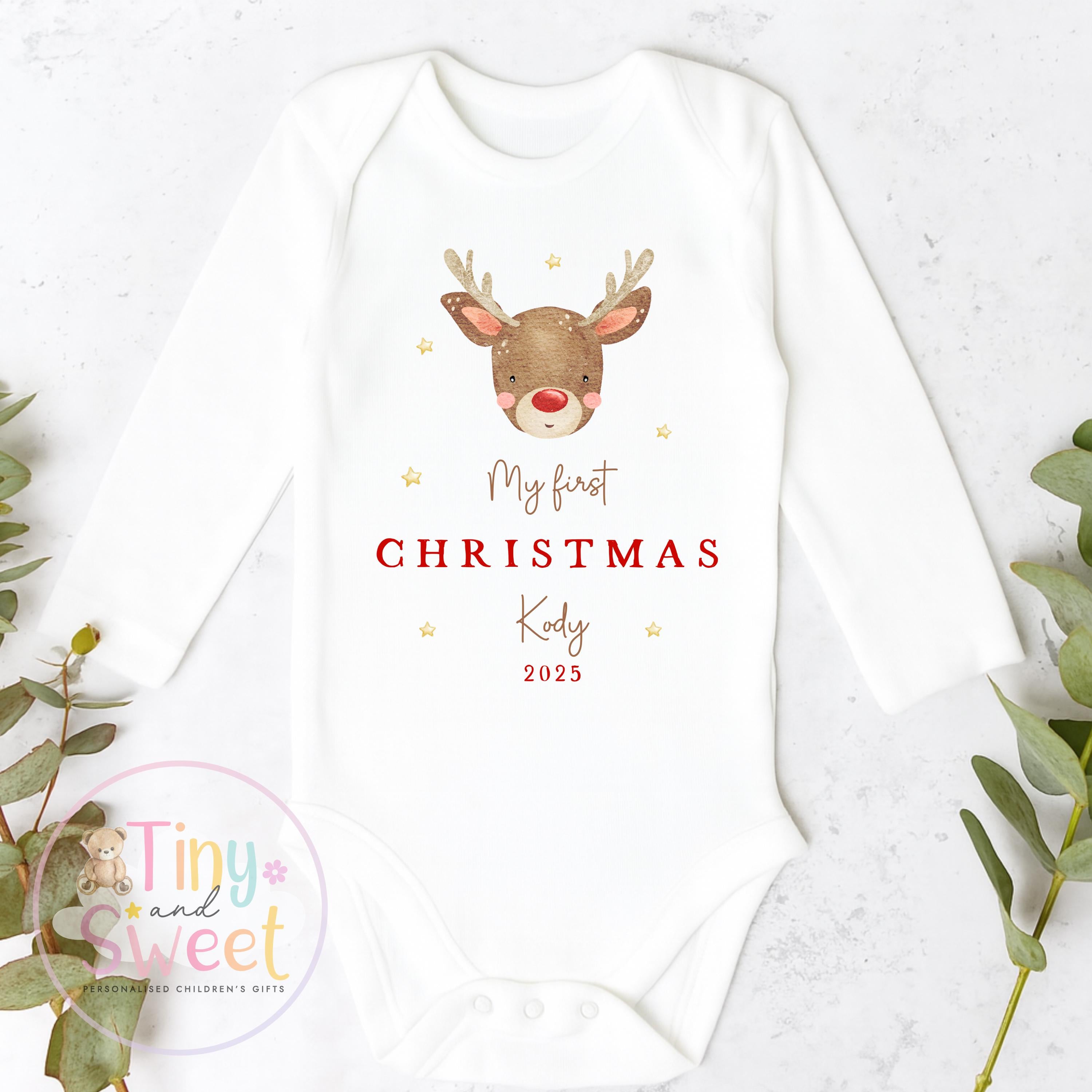 Personalised Babies First Christmas Sleepsuit, Babies 1st Xmas Gift Idea, Pyjamas, 1st Xmas Babygrow, Christmas Outfit for baby