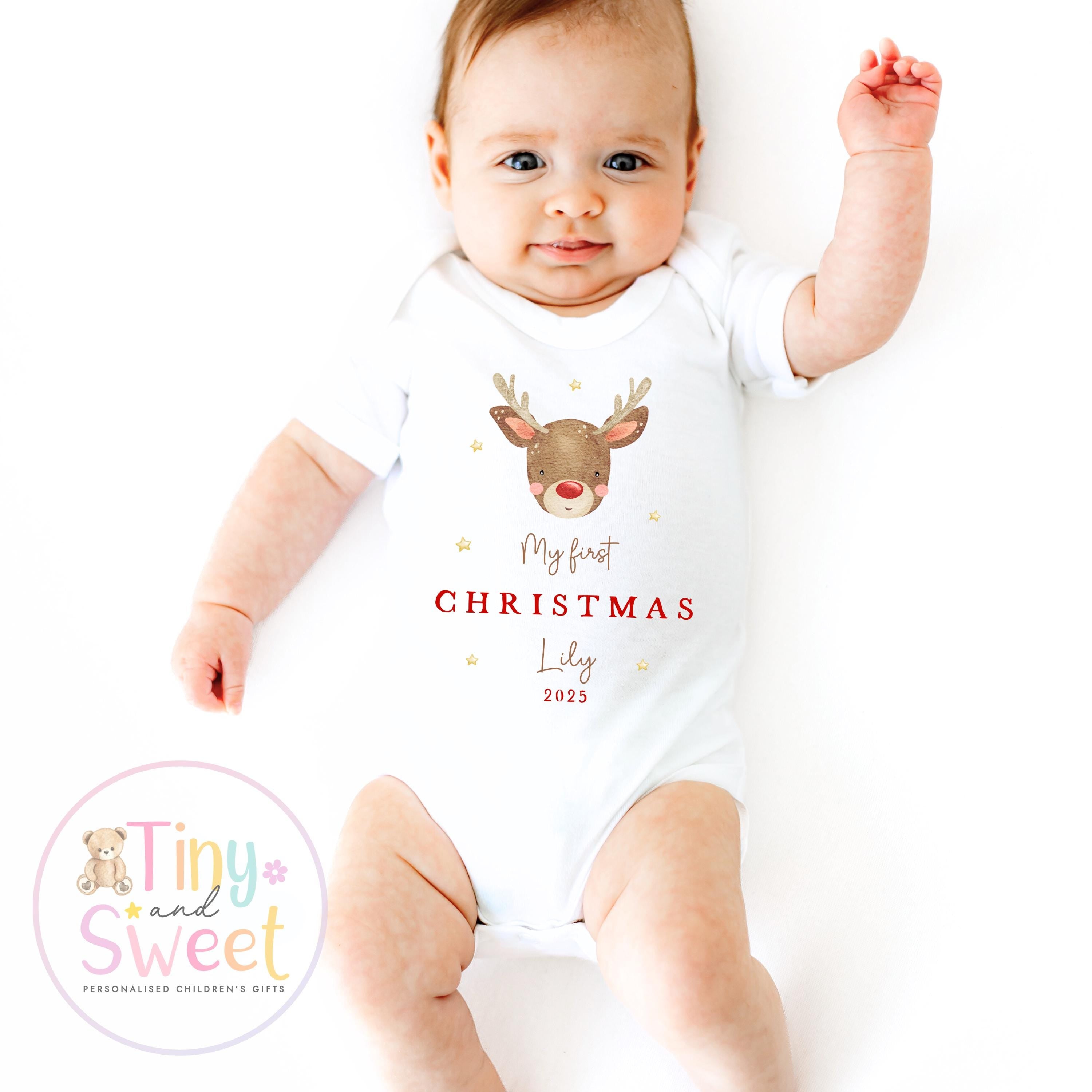 Personalised Babies First Christmas Sleepsuit, Babies 1st Xmas Gift Idea, Pyjamas, 1st Xmas Babygrow, Christmas Outfit for baby