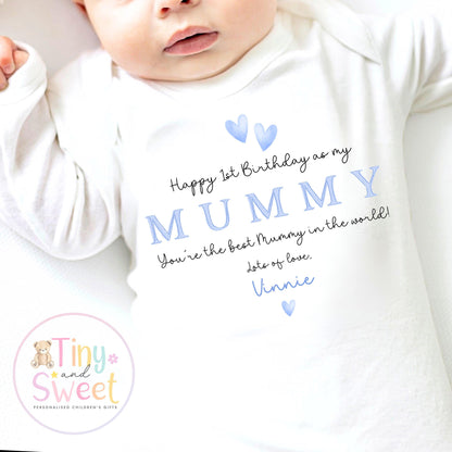 Happy Birthday Mummy, 1st Birthday as My Mummy, New Mum Gift, Mum Birthday, Mummy Birthday, Sleepsuit Babygrow Bodysuit Mum Birthday