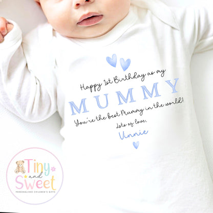 Happy Birthday Mummy, 1st Birthday as My Mummy, New Mum Gift, Mum Birthday, Mummy Birthday, Sleepsuit Babygrow Bodysuit Mum Birthday