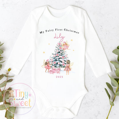 Personalised My Fairy First Christmas Sleepsuit, When I wake up it will be christmas, Babies 1st Christmas, New Baby first, Fairy Xmas