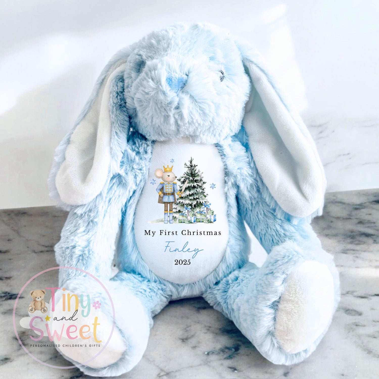 Personalised First Christmas Bunny Teddy Bear: Plush Christmas Keepsake