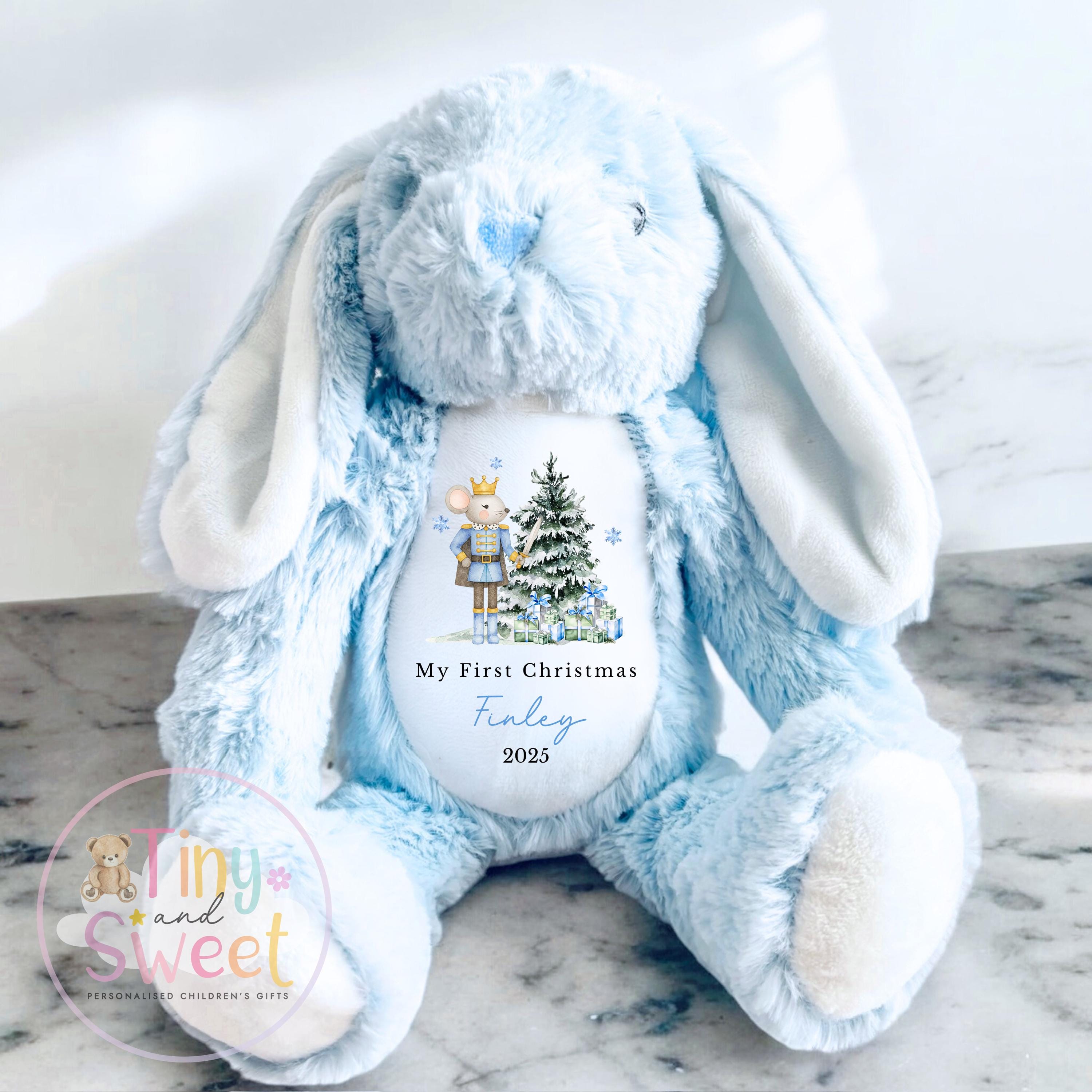 Personalised First Christmas Bunny Teddy Bear: Plush Christmas Keepsake