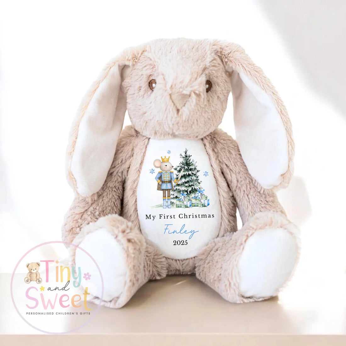Personalised First Christmas Bunny Teddy Bear: Plush Christmas Keepsake