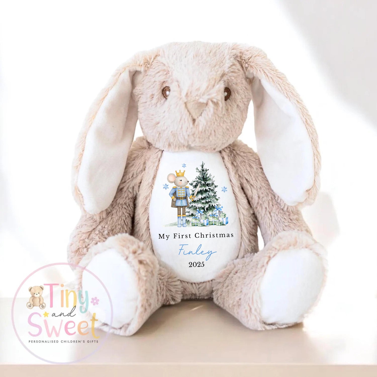 Personalised First Christmas Bunny Teddy Bear: Plush Christmas Keepsake