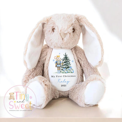 Personalised First Christmas Bunny Teddy Bear: Plush Christmas Keepsake