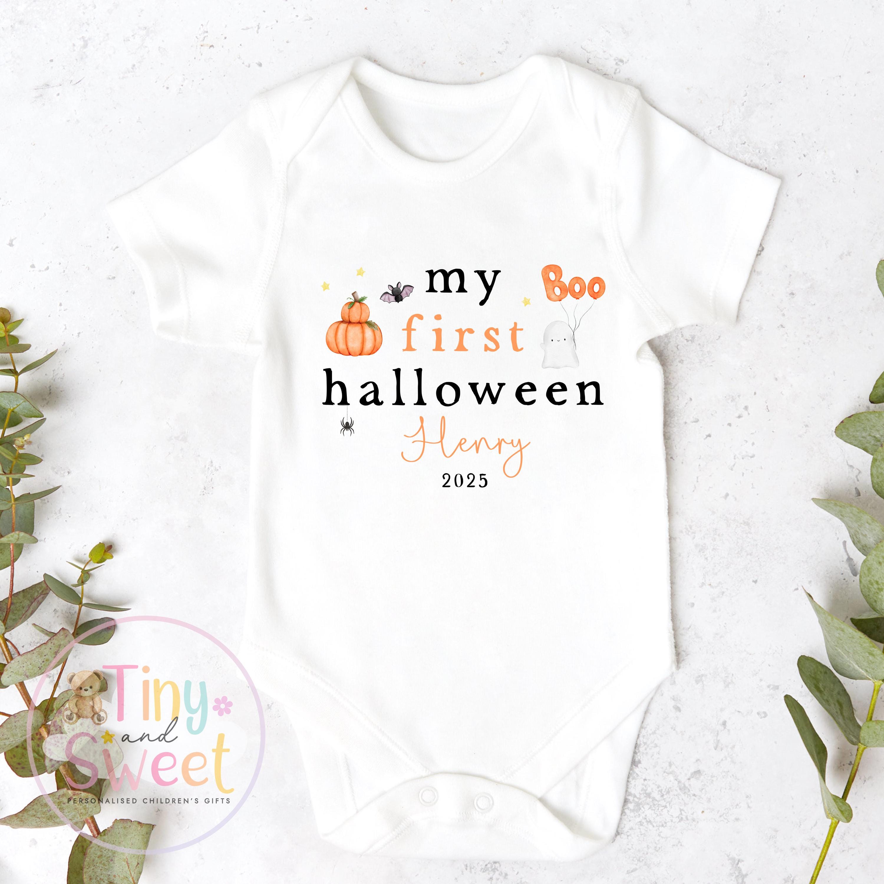 Personalised My First Halloween Baby Sleepsuit Keepsake, Halloween outfit for baby, Babies 1st Halloween, Spooky Season, First Spook