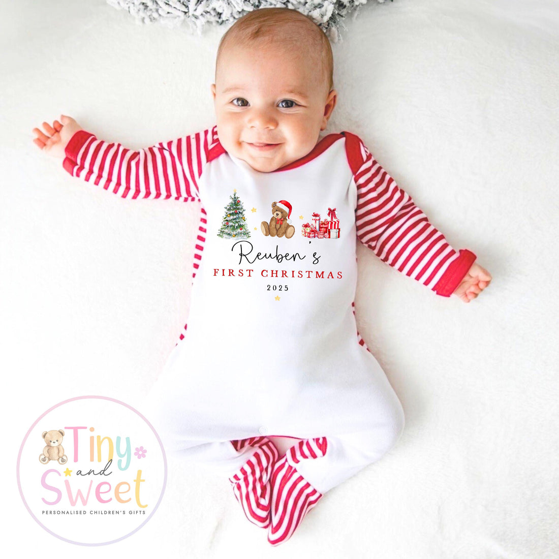 My First Christmas Sleepsuit, Personalised My First Christmas Babygrow, Baby’s 1st Christmas Outfit, Newborn Christmas Outfit, First Xmas