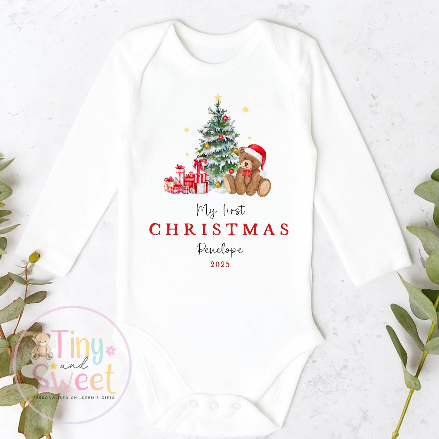 My First Christmas Sleepsuit, Personalised My First Christmas Babygrow, Baby’s 1st Christmas Outfit, Newborn Christmas Outfit, First Xmas